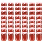 Pojemniki kuchenne - vidaXL vidaXL Szklane słoiki na dżem, biało-czerwone pokrywki, 48 szt, 230 ml - miniaturka - grafika 1