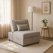 Fotele - Fotel Wypoczynkowy Rozkładany IBERIS 80 cm Szary Tapicerowany Nowoczesny - miniaturka - grafika 1