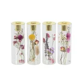 Świeczniki - Świecznik szklany suszone kwiaty 16 x 5 cm - miniaturka - grafika 1