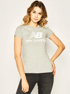 New Balance T-Shirt Essentials Stacked Logo Tee WT91546 Szary Athletic Fit - Koszulki i topy damskie - miniaturka - grafika 1