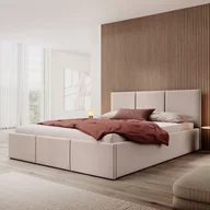 Łóżka - Łóżko tapicerowane z pojemnikiem SFG0111 | 140x200 | Welur | Beż #5 - miniaturka - grafika 1