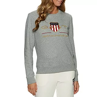 Bluzy damskie - GANT Bluza damska Archive Shield C-neck Sweat Sweatshirt, szary melanż, XL - grafika 1