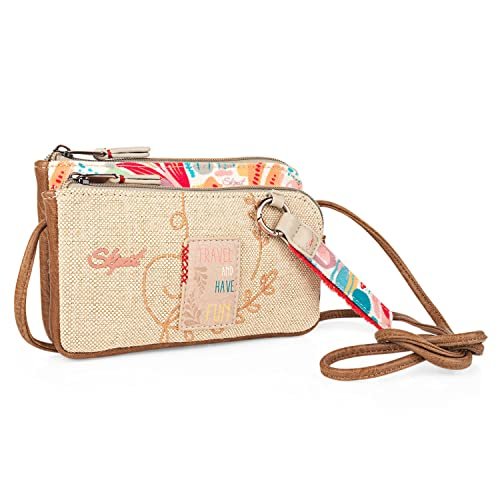 SKPAT - Torby Crossbody dla kobiet - Mała torebka ze skóry syntetycznej - Torby na ramię damskie z regulowanym paskiem. Mała torba Crossbody dla kobiet z przednią kieszenią - Małe torebki dams, Beżowy