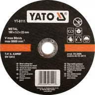 Tarcze do pił - Yato tarcza tnąca metalu 230x2,0x22mm YT-5927 - miniaturka - grafika 1