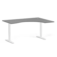 Stoły i stoliki do biura - Stół z regulacją wysokości, 1 silnik, 745 - 1235 mm, ergonomiczny L/P, blat 1600 x 1200 mm, podstawa biała, grafitowy - miniaturka - grafika 1