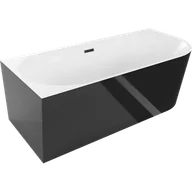 Wanny - Mexen Mia wanna wolnostojąca narożna lewa 140 x 75 cm, biała/czarna, przelew czarny - 52691407575L-70 - miniaturka - grafika 1