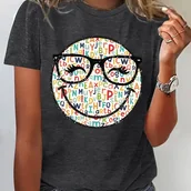 Inne - TEMU Koszulka z okrągłym dekoltem z nadrukiem liter w kierunkach, idealna na codzienne noszenie wiosną i latem. - miniaturka - grafika 1