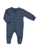 Pajacyki dla niemowląt - Niemowlęcy pajac bawełna z długim rękawem kwiatki granatowy Nicol,r.86 - miniaturka - grafika 1