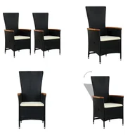 Fotele i krzesła ogrodowe - vidaXL Krzesła ogrodowe 2 szt. z poduszkami z polirattanu czarne - Krzesło ogrodowe - Krzesła ogrodowe - Meble ogrodowe - Meble ogrodowe do siedzenia - miniaturka - grafika 1