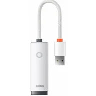 Karty sieciowe - Baseus Lite Series zewnętrzna karta sieciowa USB-A - RJ-45 (100 Mbps) biały (WKQX000002) - miniaturka - grafika 1