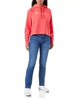 Bluzy damskie - Champion Damska bluza z kapturem Legacy American Classics Stretch Interlock Logo Crop Boxy, czerwona, M - miniaturka - grafika 1