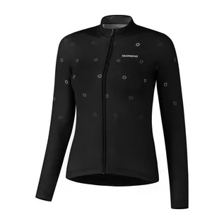 Bluzy na rower - Damska Bluza Rowerowa  Shimano W'S Kaede Printed Long Sleeve Jersey | Black - Rozmiar S - grafika 1