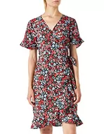 Sukienki - Only Kobiety Onlolivia S/S Wrap Dress Wvn Noos Sukienka, Czerwony/Czarny, 34 PL - miniaturka - grafika 1