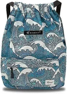 Plecaki worki - Wodoodporna torba ze sznurkiem, torba gimnastyczna Torba na worek Plecak sportowy dla mężczyzn Kobiety Dziewczęta Fala - miniaturka - grafika 1