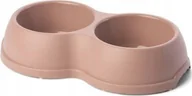 Miski dla psów - Barry King Miska plastikowa podwójna dla psów i kotów M, 0,5L, beżowa, 26x15cm, - miniaturka - grafika 1
