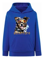 Bluzy dla chłopców - Chłopięca bluza z kapturem nadruk psa w goglach niebieska Tup Tup - miniaturka - grafika 1