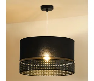 Duolla - Żyrandol na lince DOUBLE RATTAN 1xE27/15W/230V śr. 40 cm czarny - Lampy sufitowe - miniaturka - grafika 1