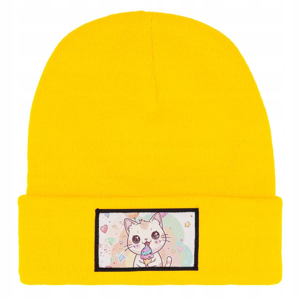 Czapka Zimowa Dziecięca CUTE KITTY Kreskówki Prezent Wzory Żółta