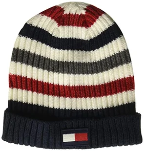 Tommy Hilfiger Męska czapka beanie w paski, biały, jeden rozmiar - Czapki damskie - miniaturka - grafika 1