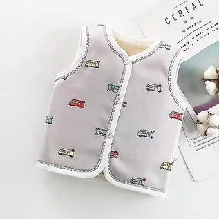 Bluzki dla niemowląt - Slowmoose Kardigan bez rękawów, chłodna kurtka - Futrzana kamizelka tkanina zimowa Szary 9M - grafika 1