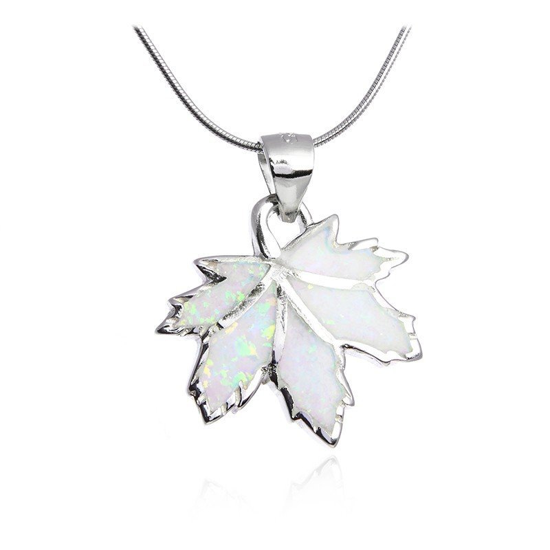 ankabizuteria.pl Zawieszka srebrna z białym opalem LIŚĆ KOLNU