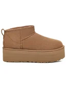 Botki damskie - UGG Skórzane botki "Ultra Mini" w kolorze jasnobrązowym - miniaturka - grafika 1