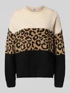 Swetry damskie - Sweter z dzianiny o kroju regular fit ze zrolowanym okrągłym dekoltem model ‘JADE’ - miniaturka - grafika 1