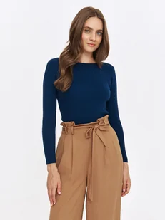 Bluzka damska bluzka długi rękaw granatowa - SBD1555GR dopasowana, z długim rękawem - TOP SECRET - Odzieżowy sklep internetowy TOP SECRET - Bluzki damskie - miniaturka - grafika 1