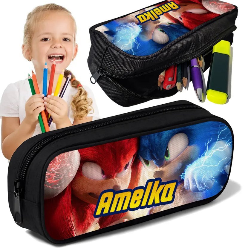 Piórnik personalizowany tuba SONIC X HEDGEHOG nadruk imienia ksywki