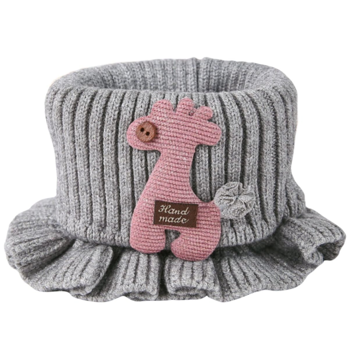 Ocieplany komin elastyczna tuba ręcznie robiony dziecięcy szalik szary