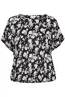 Koszulki i topy damskie - KAFFE Damska koszulka z nadrukiem KAFFE Wing Sleeves, Black-Chalk/fioletowy kwiat, 34 - miniaturka - grafika 1