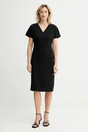 Sukienki - Calvin Klein sukienka kolor czarny midi prosta LV044D064G - miniaturka - grafika 1