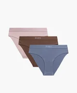 Majtki damskie - Figi 3LP-215 3-pack Jasny Róż-Ciemne Cappucino-Niebieski (Rozmiar XL) - miniaturka - grafika 1