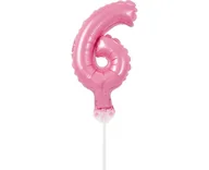 Balony i akcesoria - GoDan Balon foliowy "Cyfra 6 - Micro", 5", różowa BC-5RO6 - miniaturka - grafika 1
