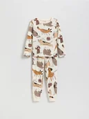 Skarpetki dla dzieci - Reserved - Dwuczęściowa piżama z nadrukiem - złamana biel - miniaturka - grafika 1
