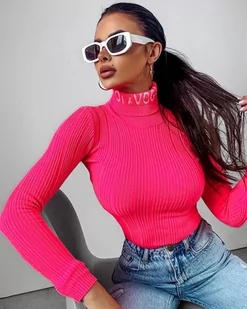 Sweter damski OLAVOGA LAOS 2024 neon pink S - Fashionplace - Swetry damskie - miniaturka - grafika 1