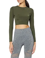 Koszulki i topy damskie - Superdry Damska koszulka treningowa Crop Ls, Army Khaki, 36 - miniaturka - grafika 1