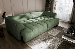 DOMO-HOME Duża sofa TIGA z elektrycznie rozkładanymi siedziskami 302x136cm| Stylowa i luksusowa Nowoczesny design do Twojego salonu Wygodna sofa rozkładana Kolor zielony APHRODITE - Sofy i kanapy - miniaturka - grafika 1