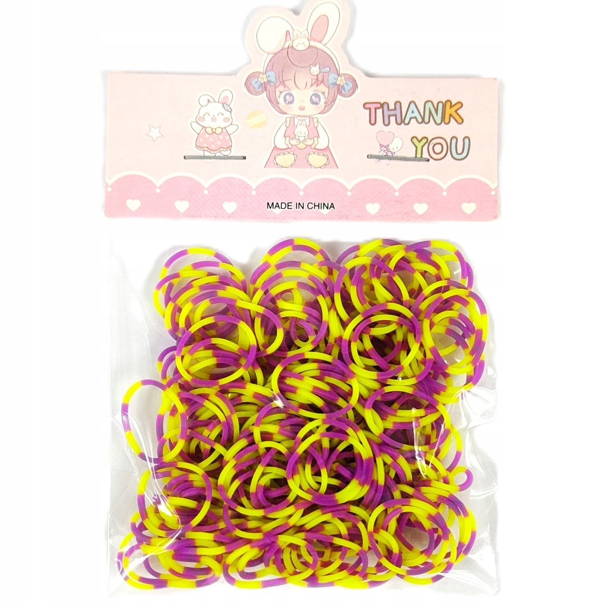 Gumki do robienia bransoletek naszyjników LOOM BANDS żółto-fioletowe 200szt