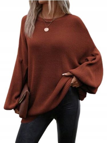 SHEIN SWETER BRĄZOWY Z DŁUGIM RĘKAWEM 40/42 ŁOE