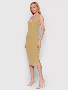Sukienki - Calvin Klein Jeans Sukienka dzianinowa J20J218396 Beżowy Slim Fit - grafika 1
