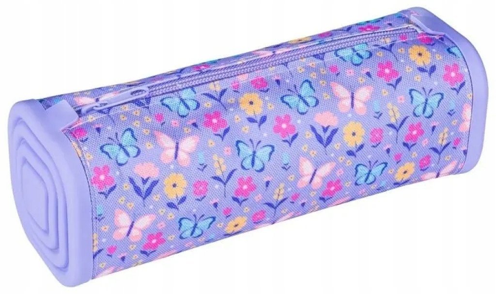 Piórnik Gimboo Piórnik silikonowy kwadratowy GIMBOO, z nadrukiem, 210x72x72mm, kwiatki, fioletowy