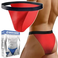 Majtki męskie - SLIPY MĘSKIE TANGA Sesto Senso SM04 Majtki Bawełniane Czerwone - XXL - miniaturka - grafika 1
