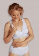 Biustonosze ciążowe - Carriwell Bezszwowy biustonosz do karmienia z koronką L biały Carriwell - miniaturka - grafika 1