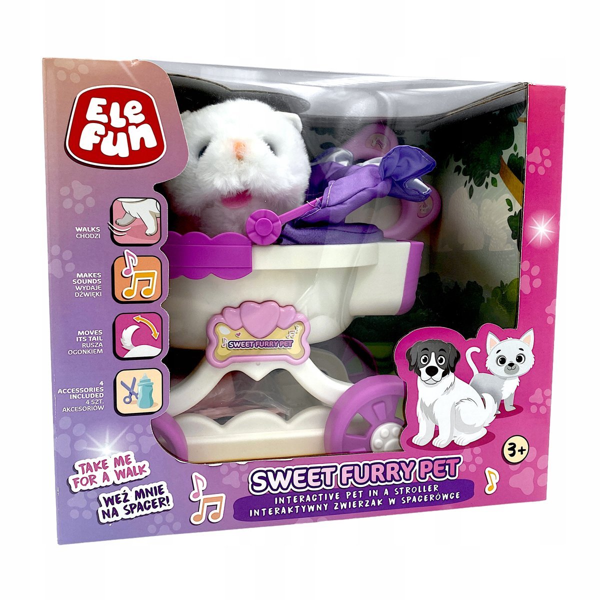 Elefun Sweet Furry Pet Interaktywny KOTEK w Spacerówce