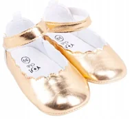 Buty dla dziewczynek - BUTY BUCIKI NIECHODKI DZIEWCZĘCE ZŁOTE 3-9m 18/19 - miniaturka - grafika 1