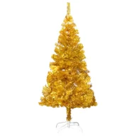 Choinki - vidaXL Lumarko Sztuczna choinka ze stojakiem, złota, 120 cm, PET 329185 - miniaturka - grafika 1