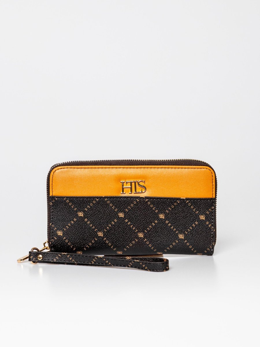 HEAVY TOOLS ELEGANCKI DUŻY POJEMNY DAMSKI PORTFEL NA ZAMEK EVENDA BRĄZOWY