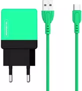 Ładowarka sieciowa Dual USB 2.1 A Somostel zielona + kabel USB-C