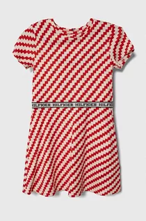Sukienki i spódniczki dla dziewczynek - Tommy Hilfiger sukienka dziecięca kolor czerwony mini rozkloszowana - grafika 1